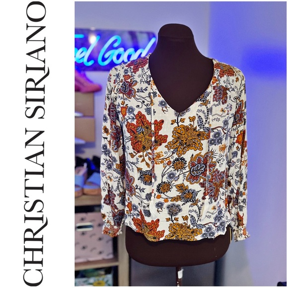 Christian Siriano New York Bohemian Style Floral Blouse - Picture 1 of 5